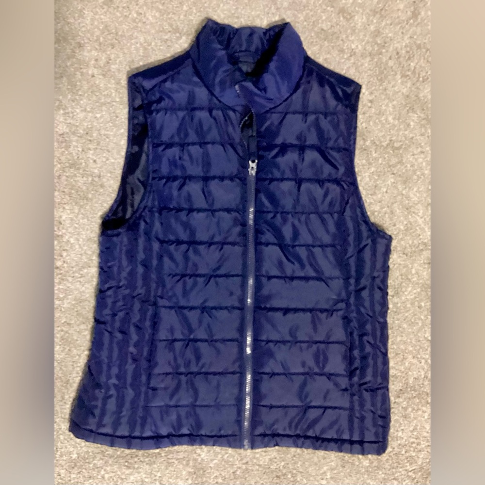 Dip Blue Quilted Vest with Stand-Up Collar